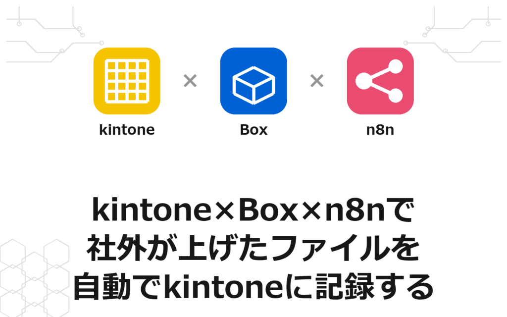 kintone×Box×n8nで社外が上げたファイルを自動でkintoneに記録する仕組みのアイキャッチ